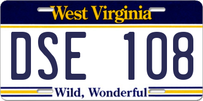 WV license plate DSE108