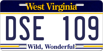 WV license plate DSE109