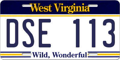 WV license plate DSE113