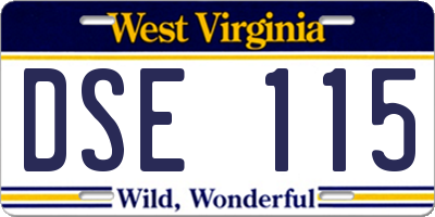 WV license plate DSE115