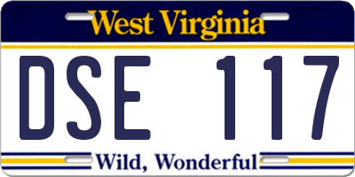 WV license plate DSE117