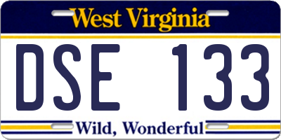 WV license plate DSE133