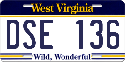 WV license plate DSE136