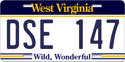 WV license plate DSE147