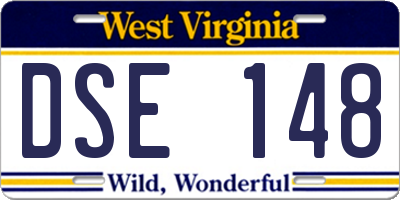 WV license plate DSE148