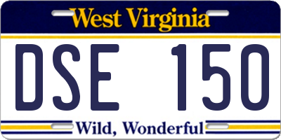 WV license plate DSE150