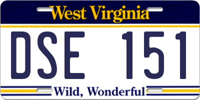 WV license plate DSE151