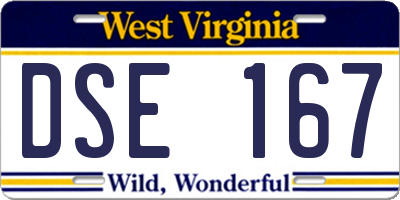 WV license plate DSE167