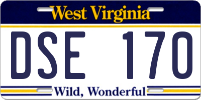 WV license plate DSE170