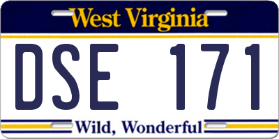 WV license plate DSE171