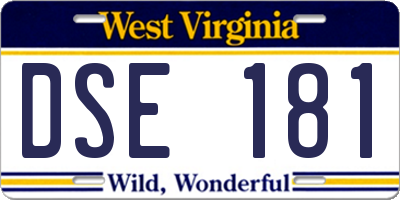 WV license plate DSE181
