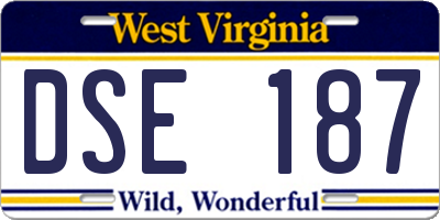 WV license plate DSE187
