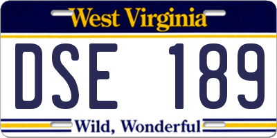 WV license plate DSE189