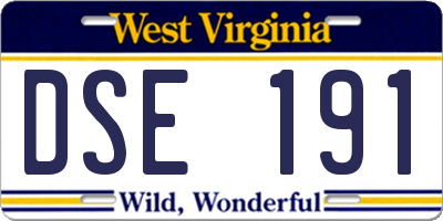 WV license plate DSE191