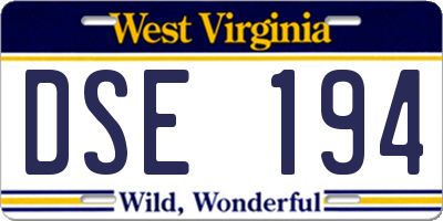 WV license plate DSE194