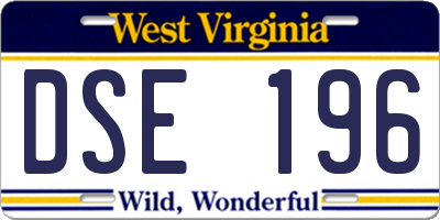 WV license plate DSE196
