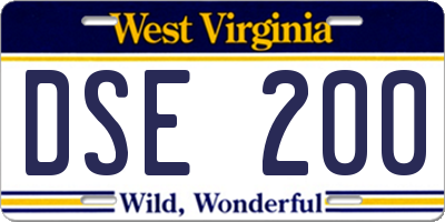 WV license plate DSE200