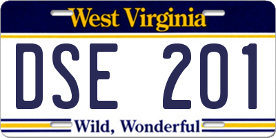 WV license plate DSE201