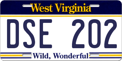 WV license plate DSE202