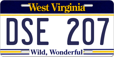 WV license plate DSE207