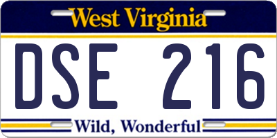 WV license plate DSE216