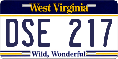 WV license plate DSE217