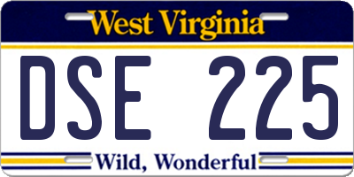 WV license plate DSE225