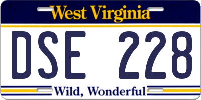 WV license plate DSE228