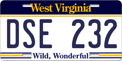 WV license plate DSE232