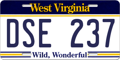 WV license plate DSE237