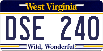 WV license plate DSE240