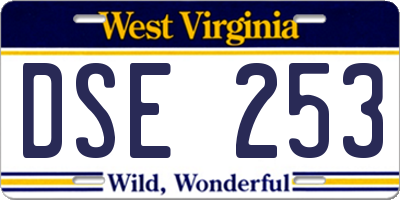 WV license plate DSE253