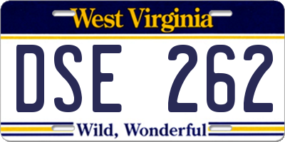 WV license plate DSE262