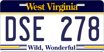 WV license plate DSE278