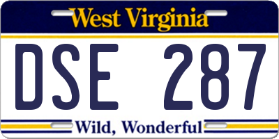 WV license plate DSE287