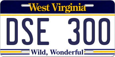 WV license plate DSE300