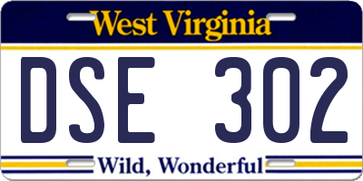 WV license plate DSE302