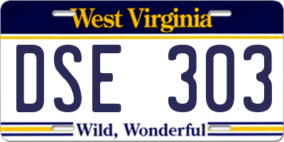 WV license plate DSE303