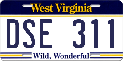 WV license plate DSE311