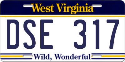 WV license plate DSE317