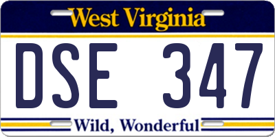 WV license plate DSE347