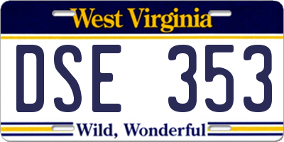 WV license plate DSE353
