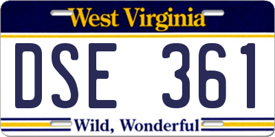 WV license plate DSE361
