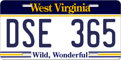 WV license plate DSE365