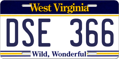WV license plate DSE366