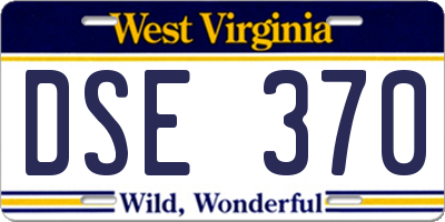 WV license plate DSE370