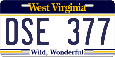 WV license plate DSE377