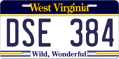 WV license plate DSE384