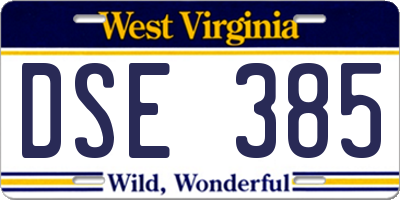 WV license plate DSE385
