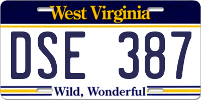 WV license plate DSE387